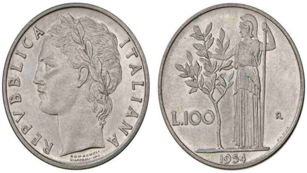 100 lire 1954 Minerva