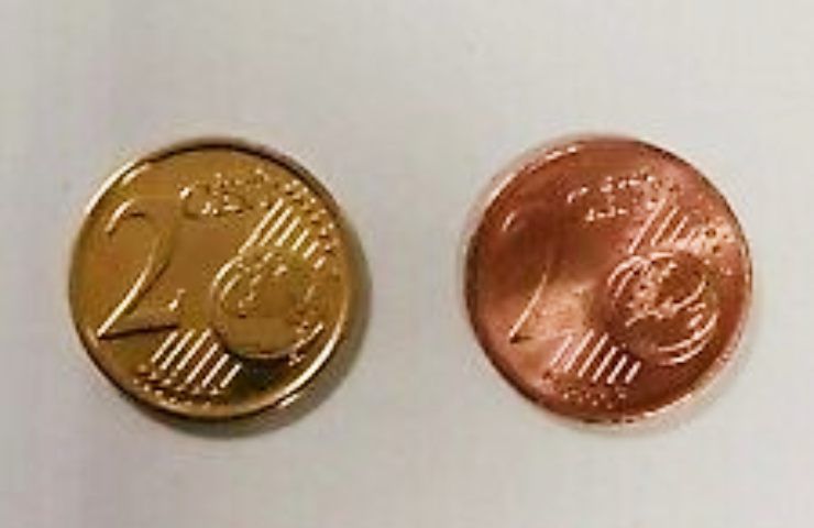 Monete 2 centesimi a confronto