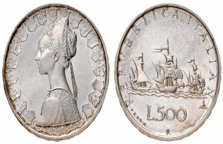 Monete rare 500 lire Caravelle d'argento