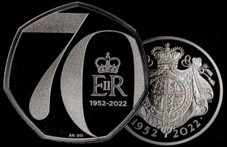 Moneta celebratica 70° Giublibeo Elisabetta II 