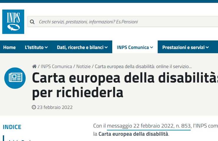 Carta Europea disabili