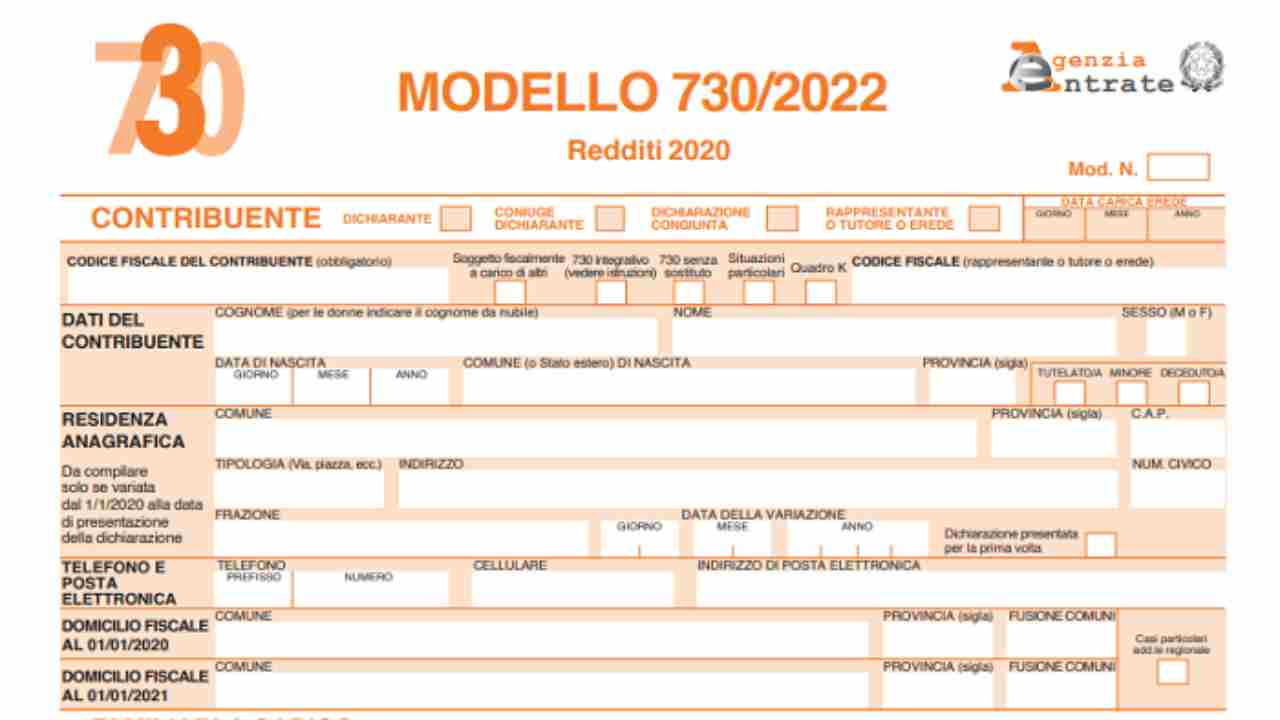 modello 730 precompilato 2022 data
