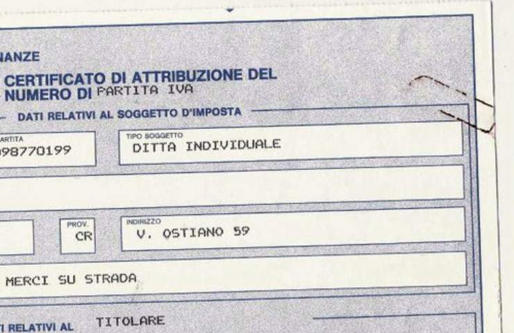 Certificato Partita IVA