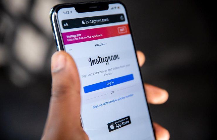 La schermata di accesso di Instagram