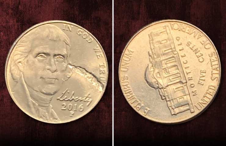 Rara moneta Jefferson Nickel del 2016 