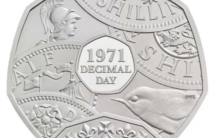 Moneta da 50 centesimi di sterlina Decimal day 