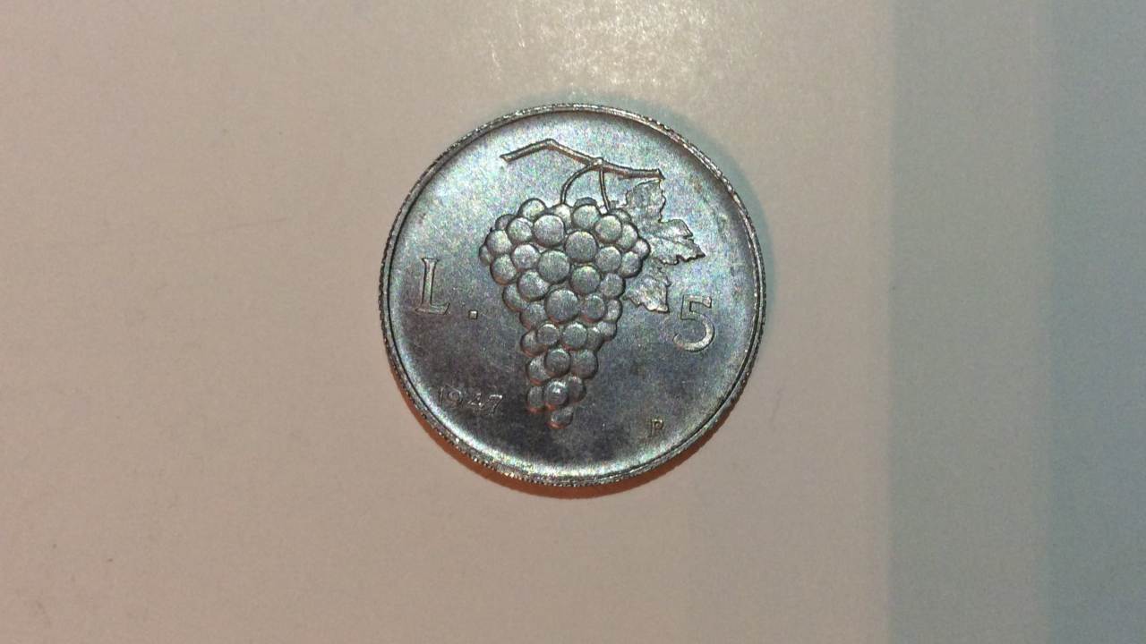 moneta 5 lire uva