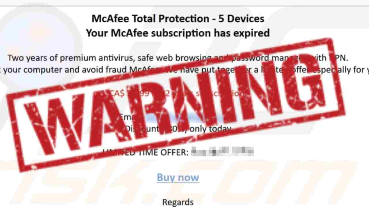 mail truffa mcafee