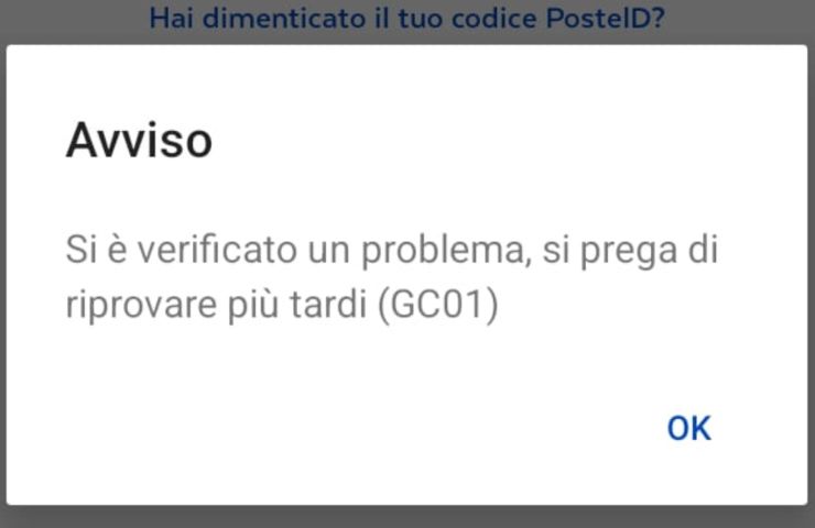 Poste Italiane Down BonificoBancario.it 20221215