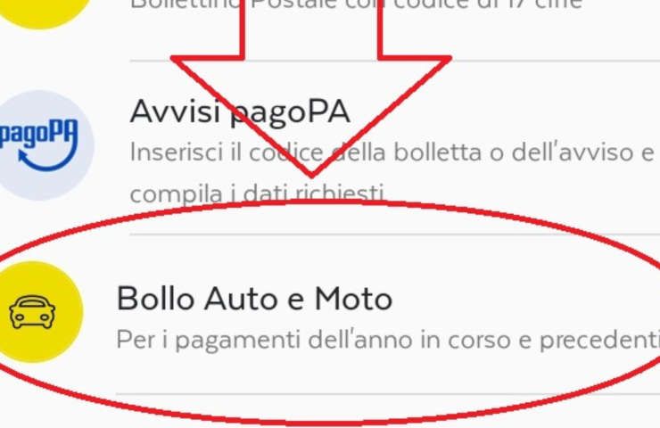 Modalità pagamento bollo auto Poste Italiane