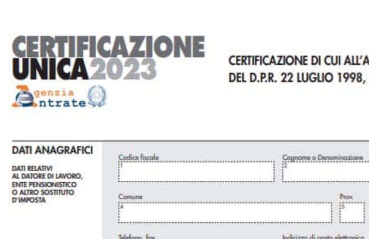 Certificazione unica 2023
